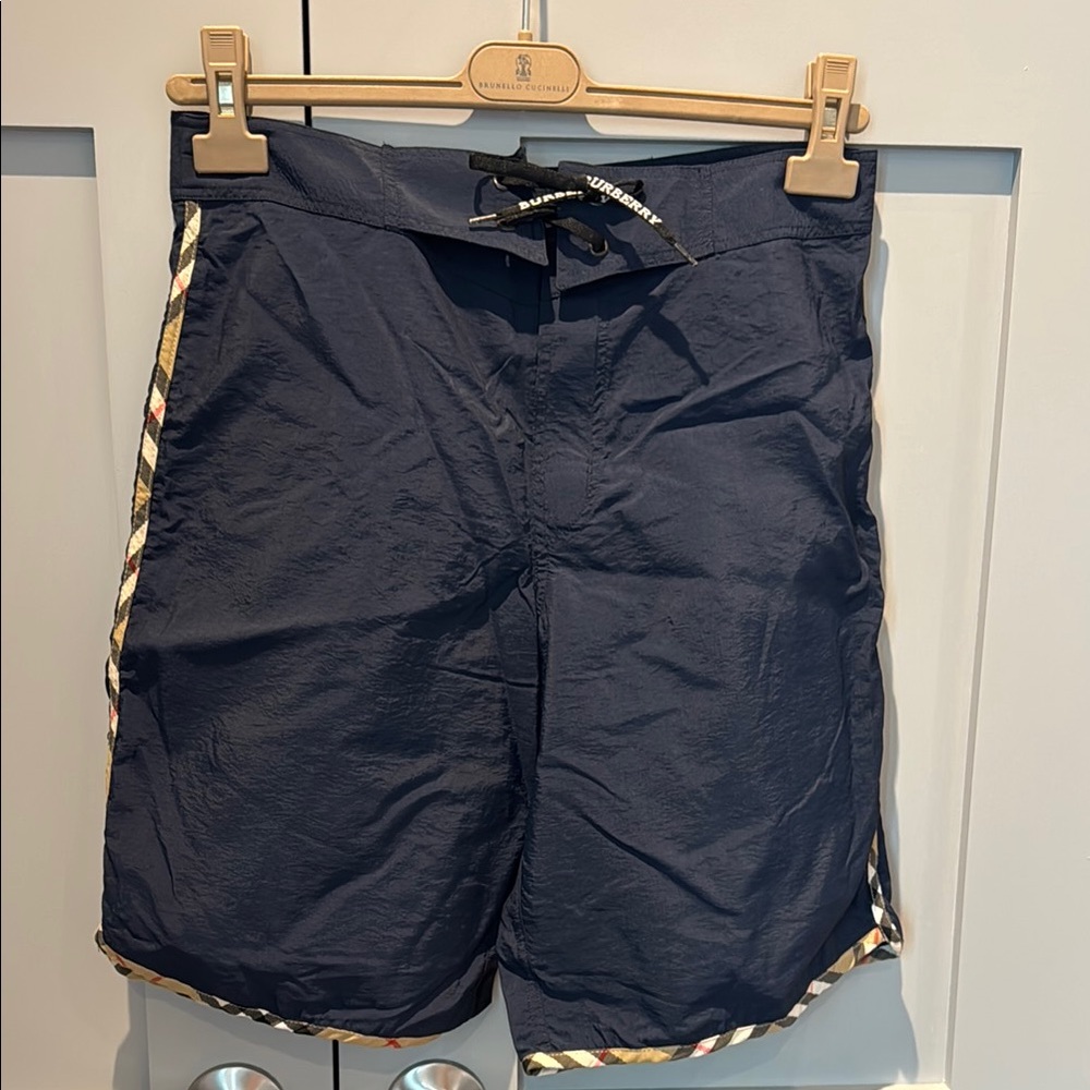 Burberry Blue Board Shorts with Drawstring Waist